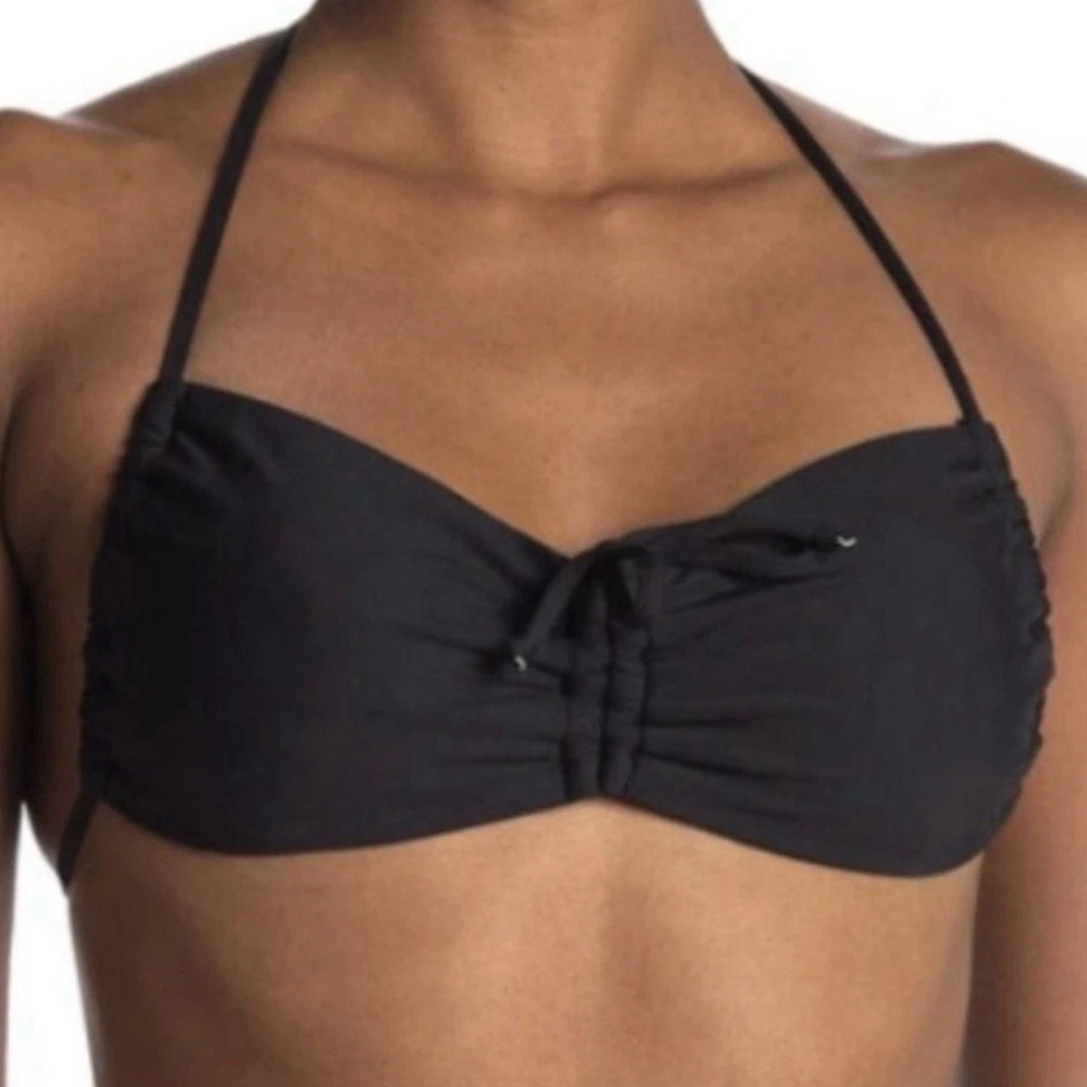 NWT VYB Rem Cinched Bandeau Bikini Top Black Sz US MEDIUM